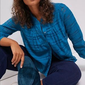 Anthropologie Current Air Textured Buttondown Blouse Sz S EUC